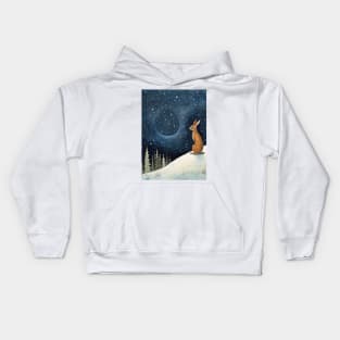 Moonlit Reverie: The Hare's Serenity Kids Hoodie